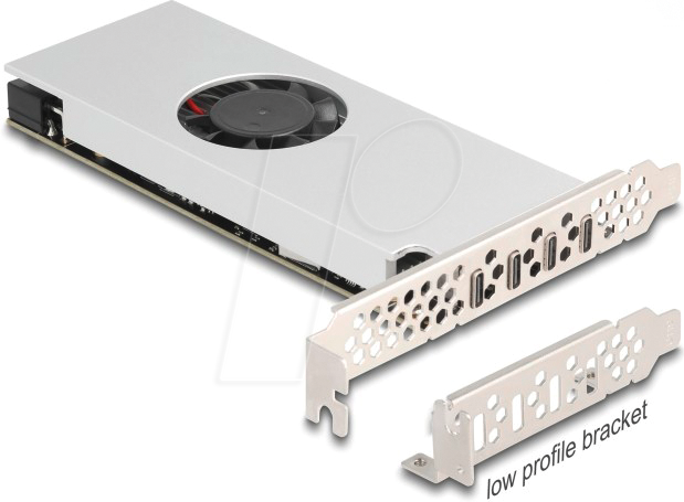 DELOCK 90806 - PCIe x16 > 4 x extern 20 Gbps USB-C, Lüfter und Kühlkörper