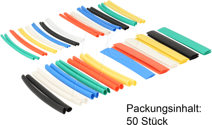 DELOCK 86279 - Schrumpfschlauch Sortiment - 50-teilig, farbig, Tüte