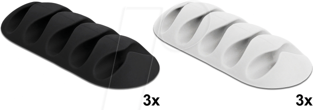 DELOCK 18347 - Kabelhalter mit 5 Durchführungen Set 6 Stück s/w