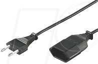 EURO-VL 5M SW - Verlängerung Eurostecker/-kupplung, 5m schwarz