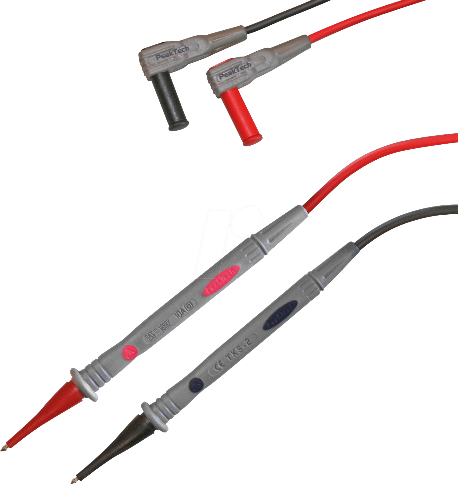 PEAKTECH TKS-2 - Messleitung, 2 mm Prüfspitze, rot / schwarz