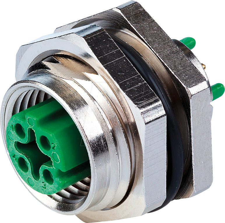 MC MMT371A115-09 - Buchse M12, 4-polig, gerade, Rückwandmontage, vergossen