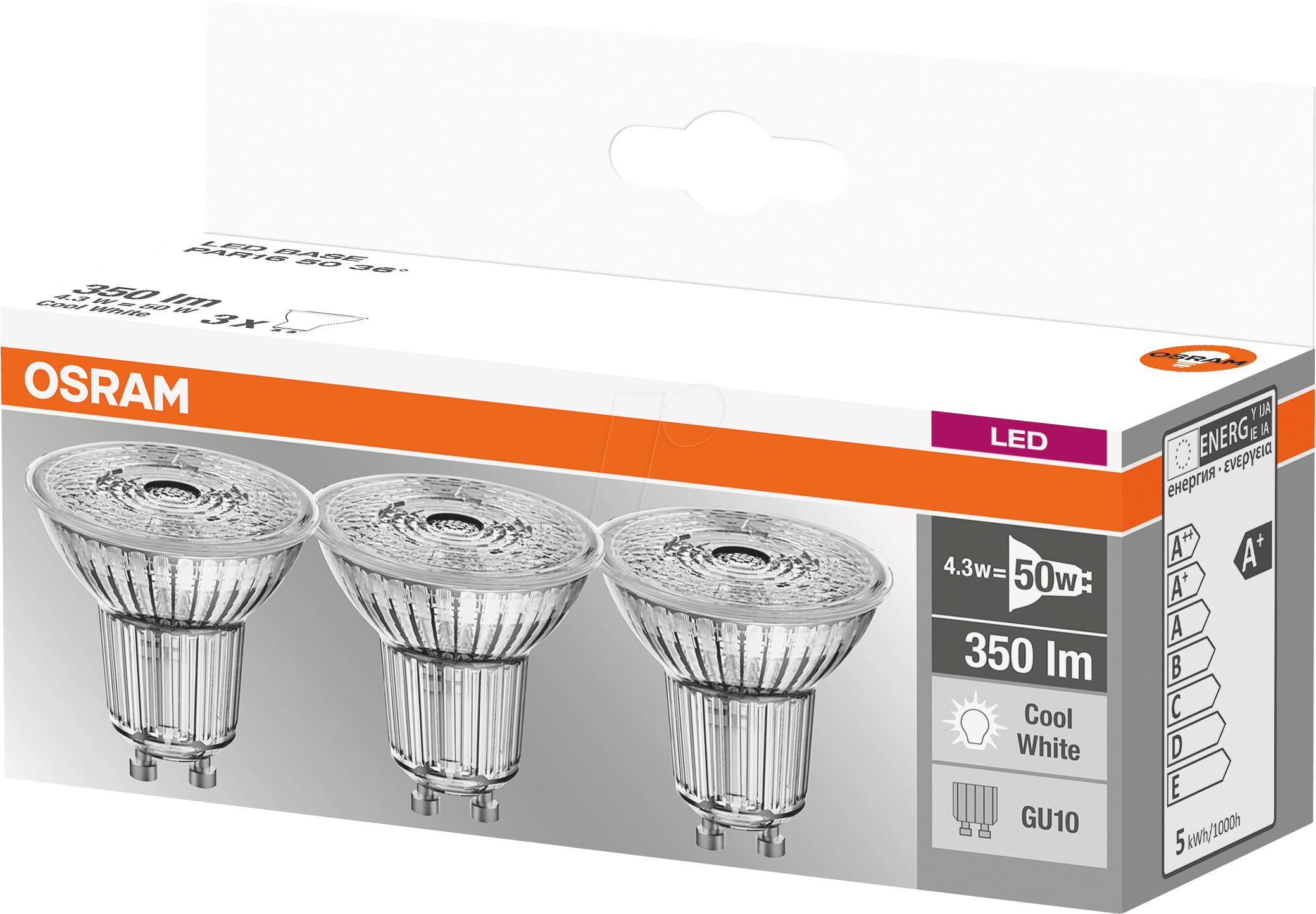 Thumbnail - OSR 405807581841 - LED-Strahler BASE GU10, 4,3 W, 350 lm, 4000 K, 3er-Pack