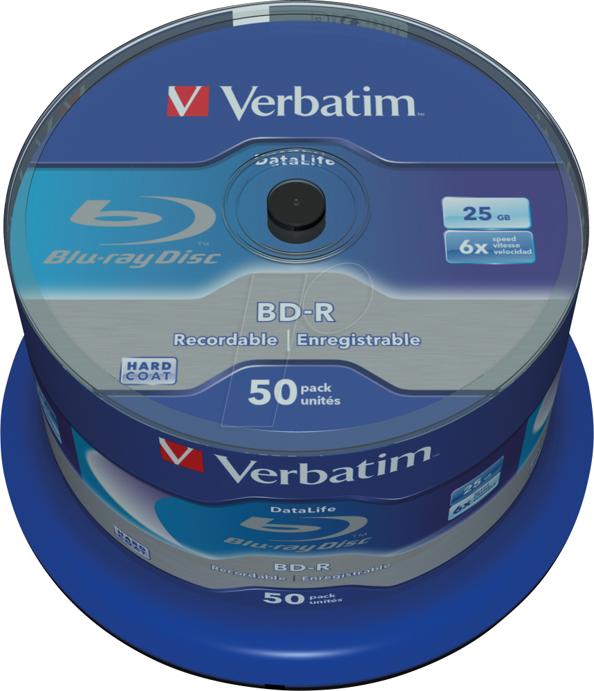 Thumbnail - VERBATIM 43838 - BD-R SL Datalife, 25GB, 6x, 50er Spindel