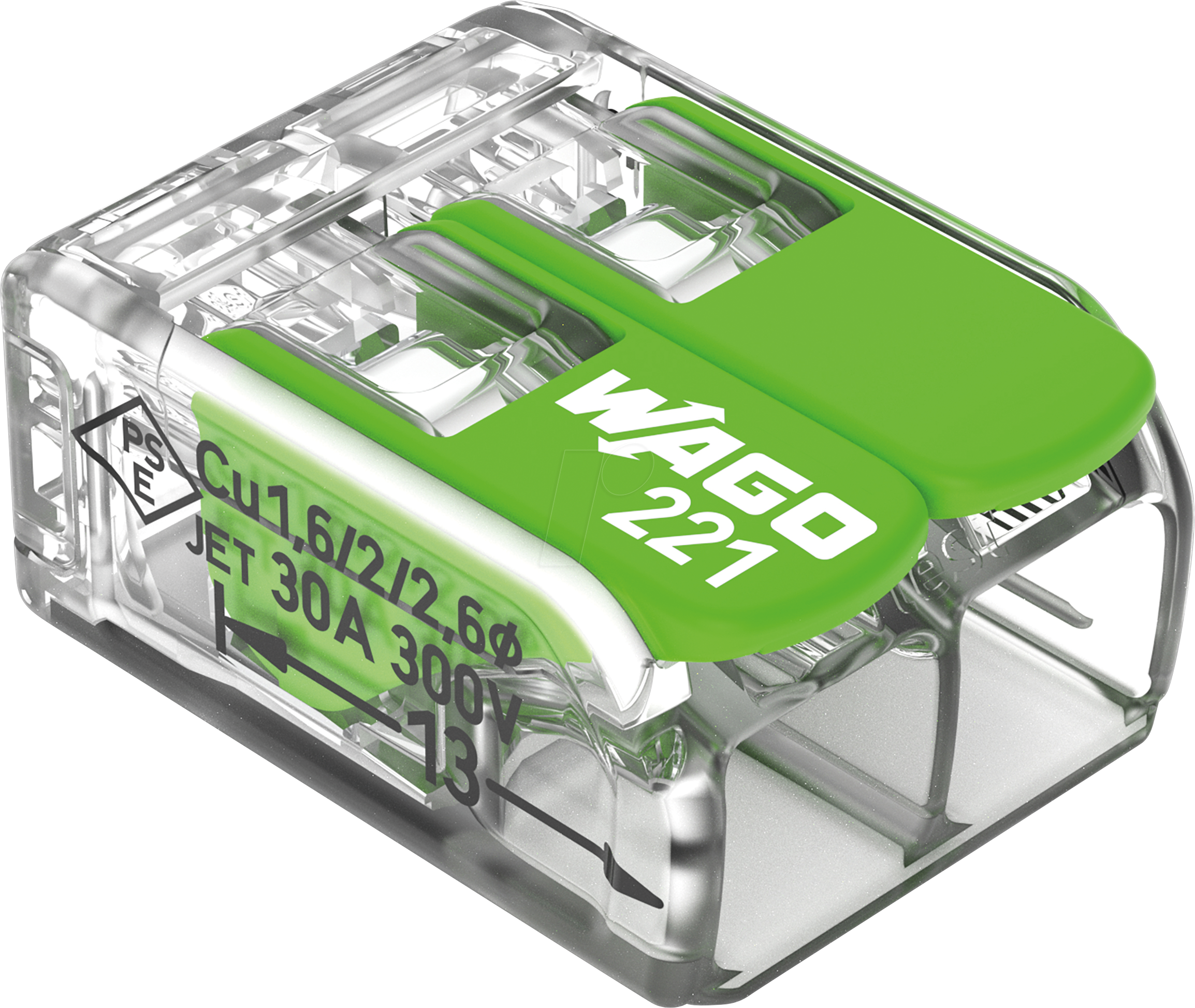 WAGO 221-622 - Verbindungsklemme mit Hebeln, max. 6 mm², 2 Leiter