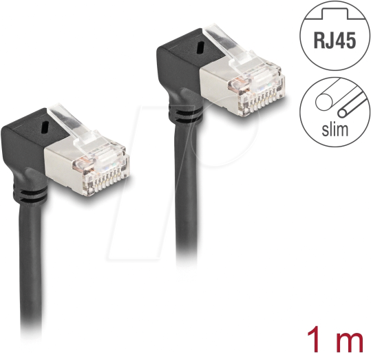 DELOCK 80299 - Cat.6a Patchkabel, S/FTP, unten / unten gewinkelt, 1 m
