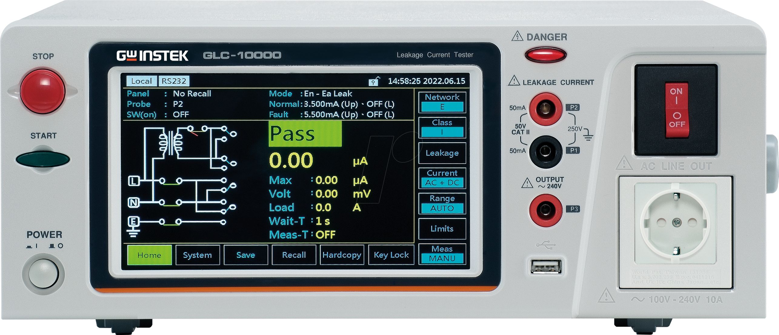 GLC-10000 - Leckstromtester, bis 20 A, RS-232C, USB, LAN, GPIB