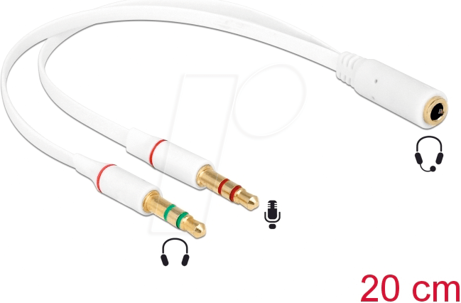 Thumbnail - DELOCK 65585 - Audio Kabel, 3,5 mm Klinkenkupplung auf 2x Stecker, 0,20 m