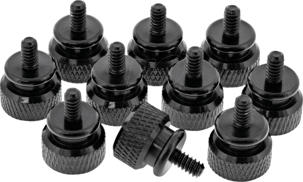 INL 77770S - Rändelschrauben, 12mm, 10er-Pack schwarz