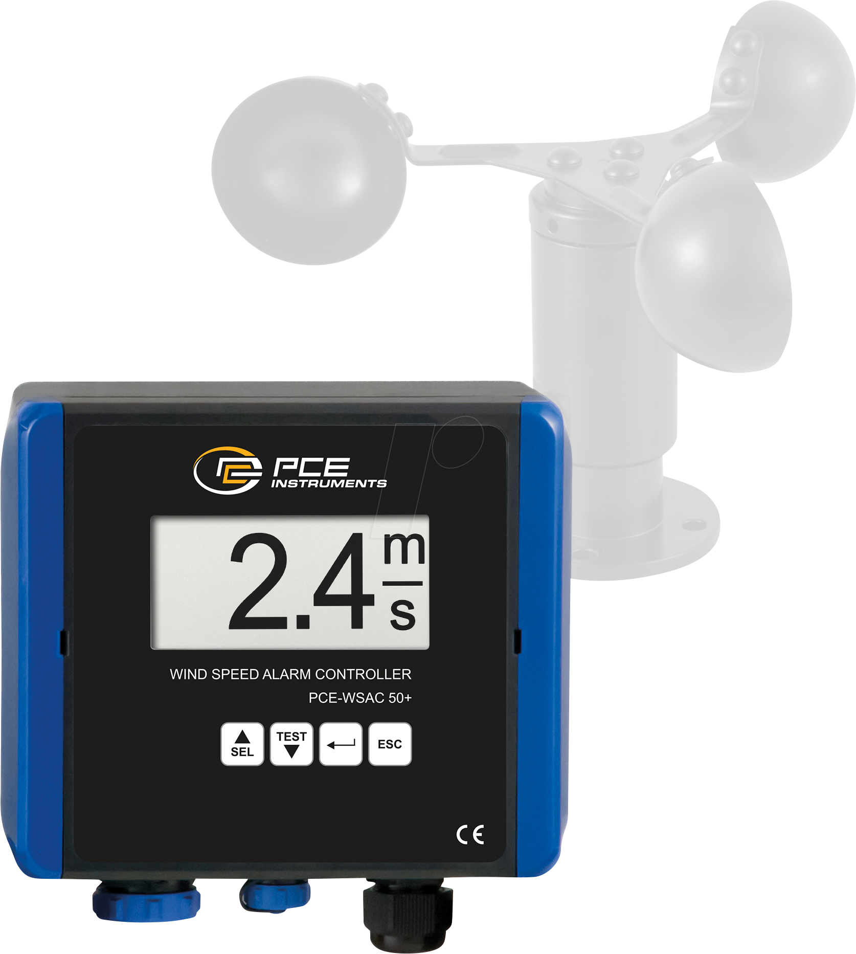 PCE WSAC 50+24 - Windgeschwindigkeitsmesser mit Datenlogger 24V PCE-WSAC 50+ 24