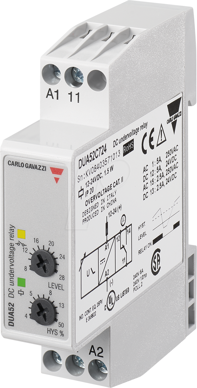 DUA52C724 - Überwachungsrelais DUA52, 1 Phase, 8 - 28 V DC, Unterspannung