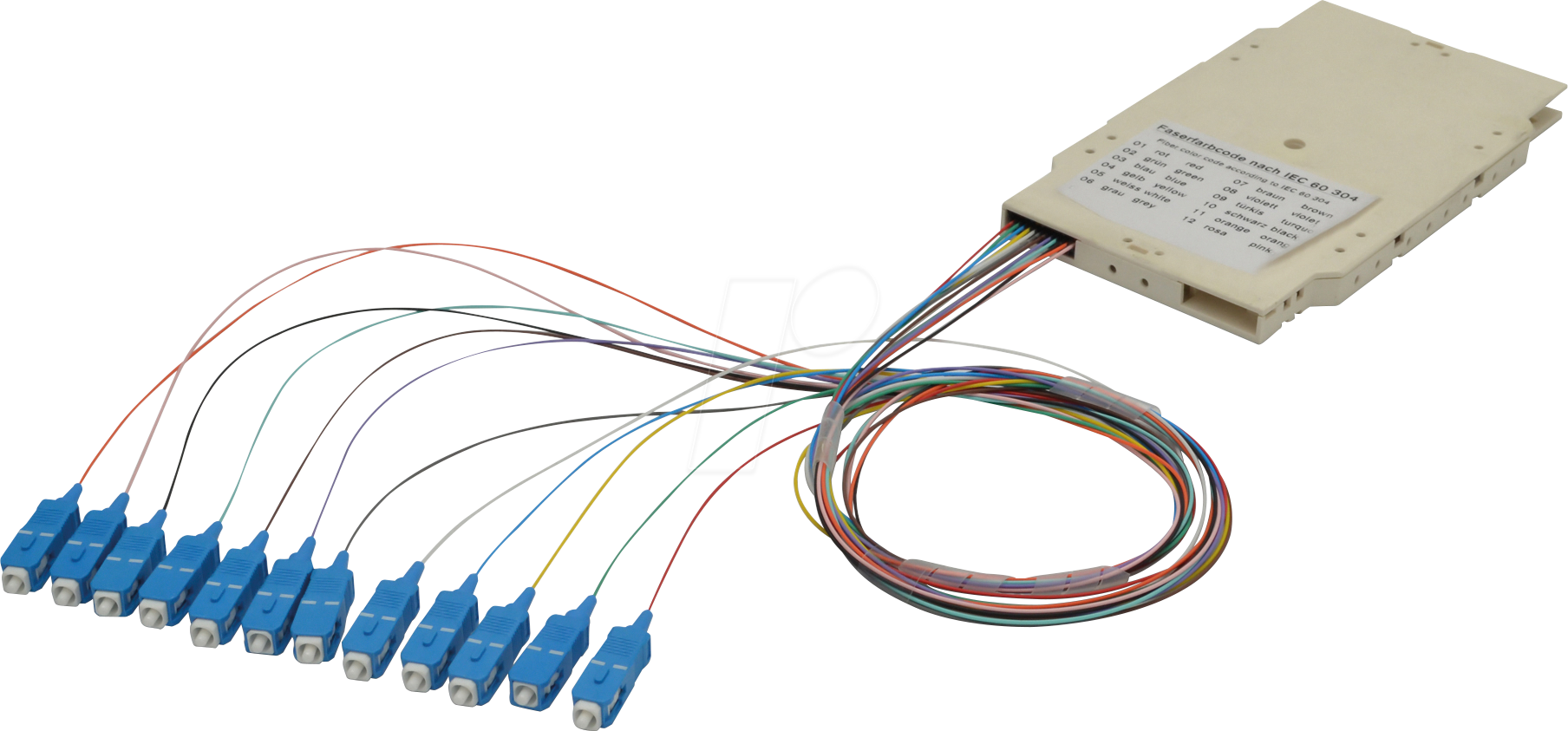 DIGI 9652202UPC4 - LWL Spleißkassette mit 12 farbigen Pigtails, SC, OM4