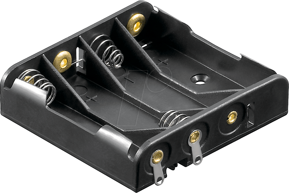 HALTER 4XUM4-NLF - Batteriehalter für 4 Microzellen (AAA), Lötfahnen