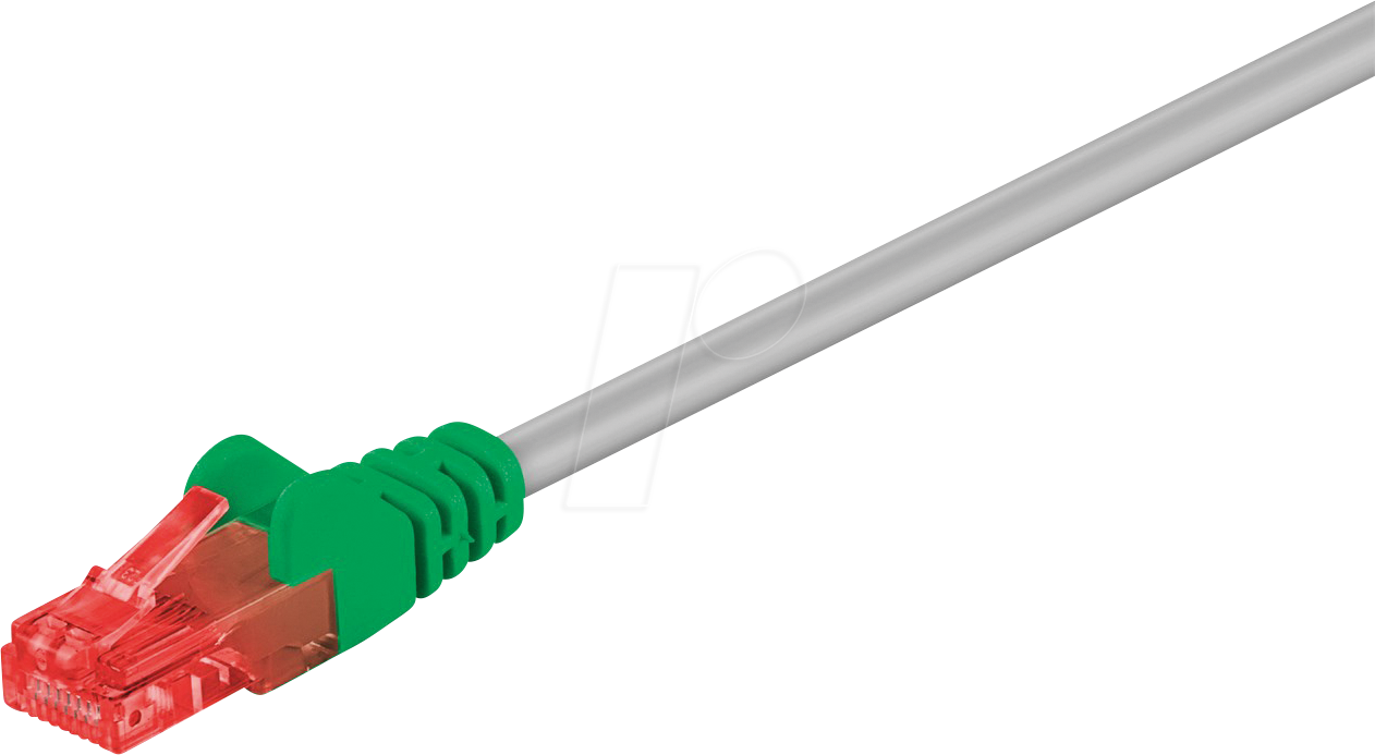 Thumbnail - GOOBAY 68474 - Cat.6 U/UTP Patchkabel, Cross CCA, grau/grün, 2 m