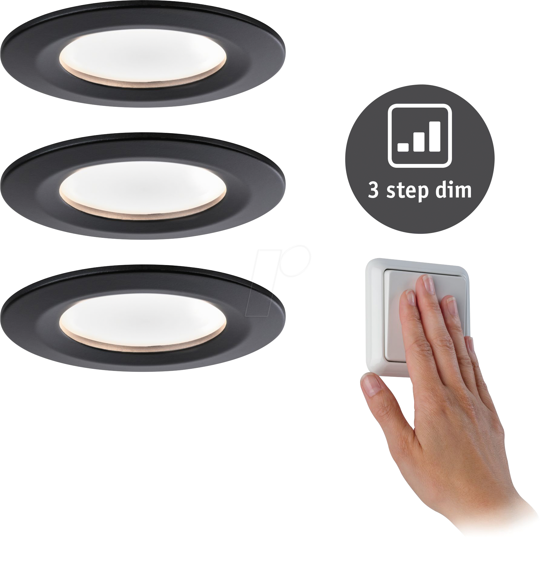 PLM 94474 - Einbauleuchte Nova Coin, 3x 6,5 W, 460 lm, 2700 K, dimmbar, IP44