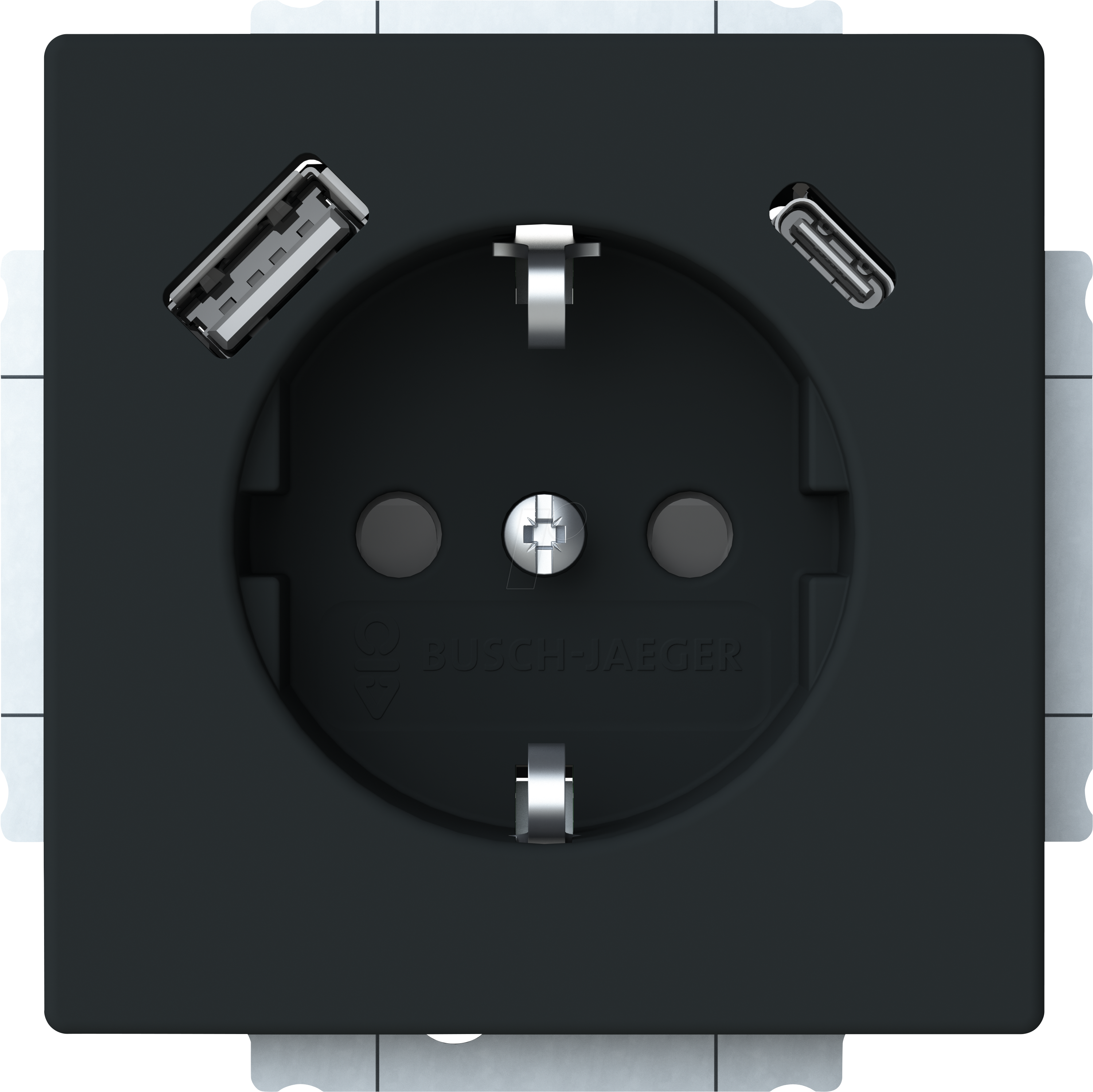 BJ 20 EU USBAC85 - USB-Steckdosen-Einsatz Safety+ mit USB A/C schwarz matt - Plattf