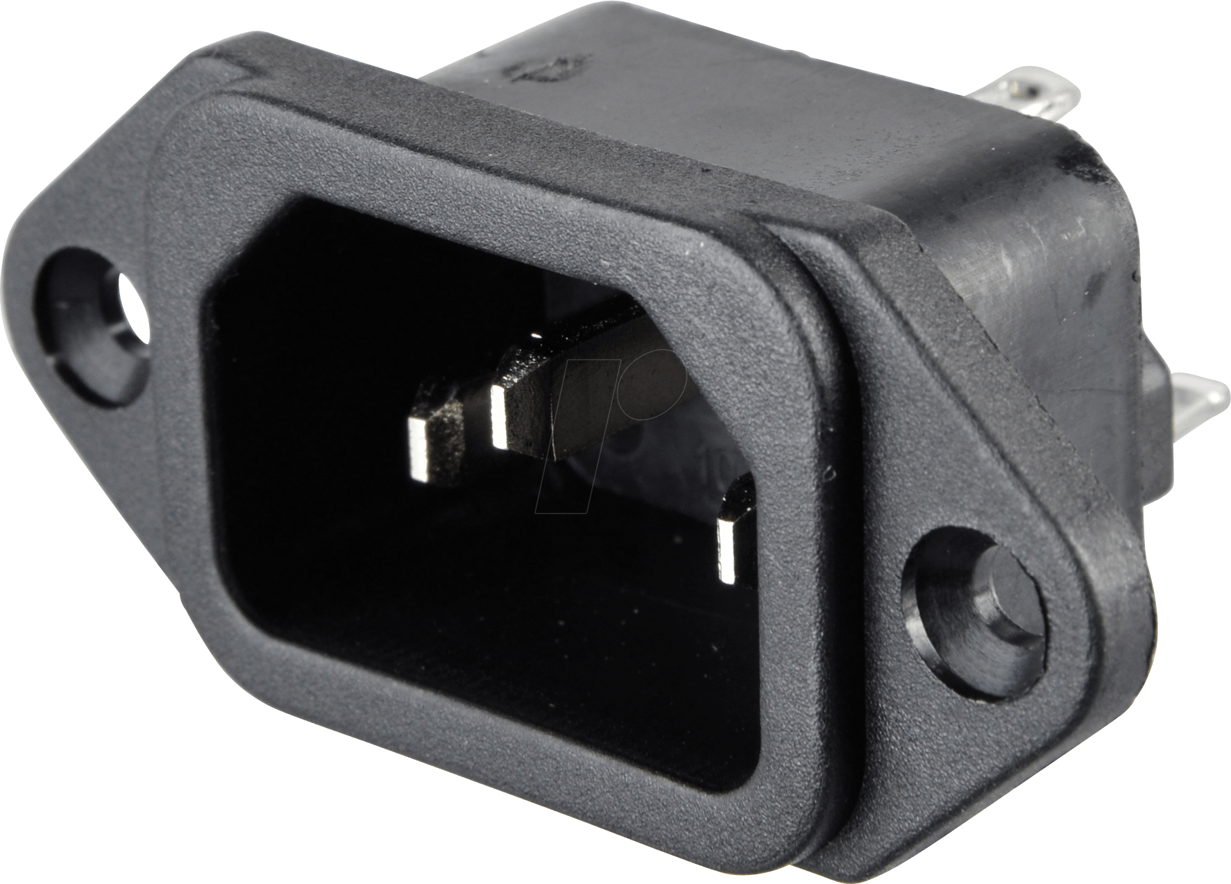 KES 1 - Kaltgerätestecker horizontaler Flansch, senkrechte Lötfahnen