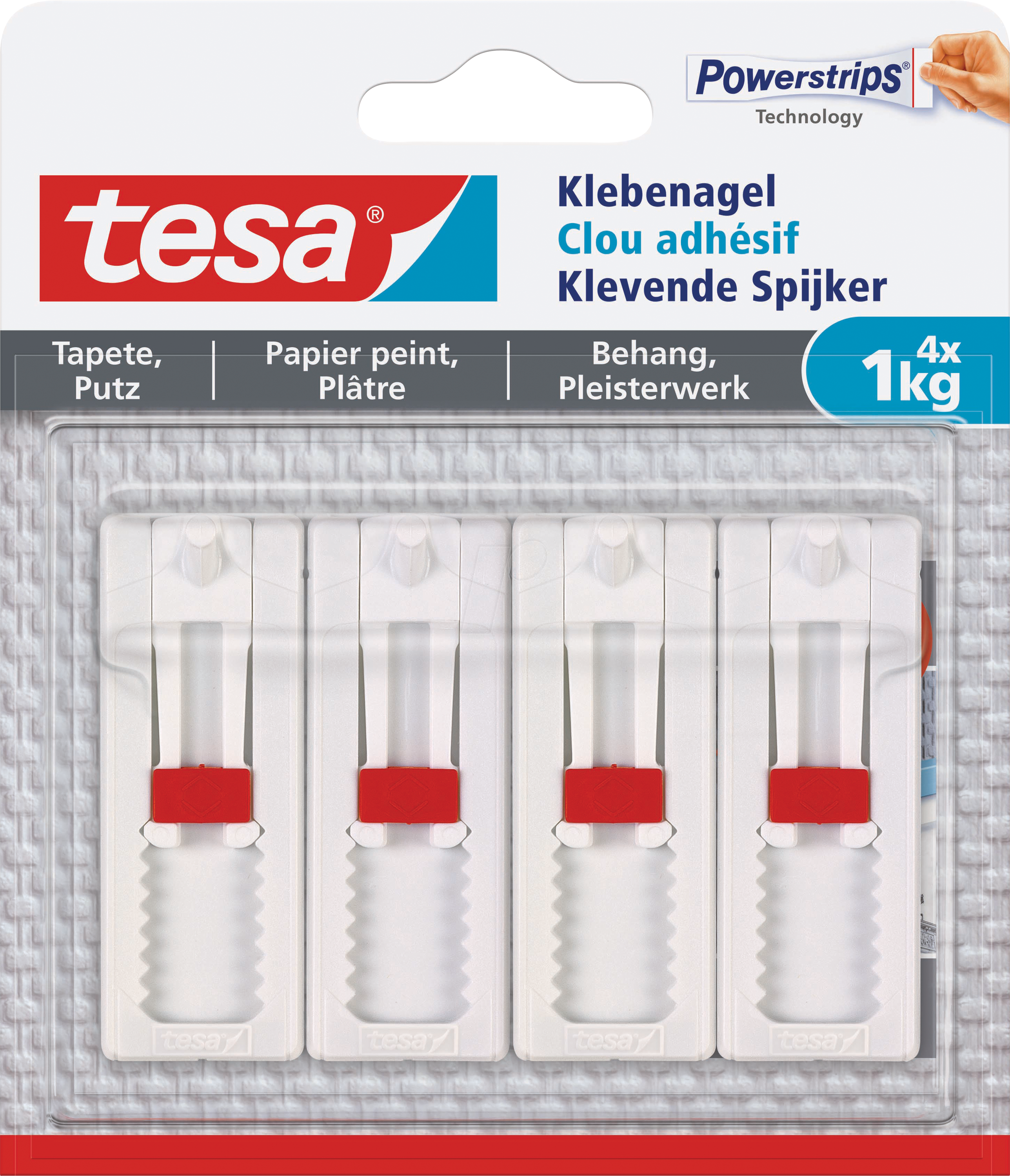 TESA 77774-9 - tesa Verstellbarer Klebenagel 1 kg, 4er Pack