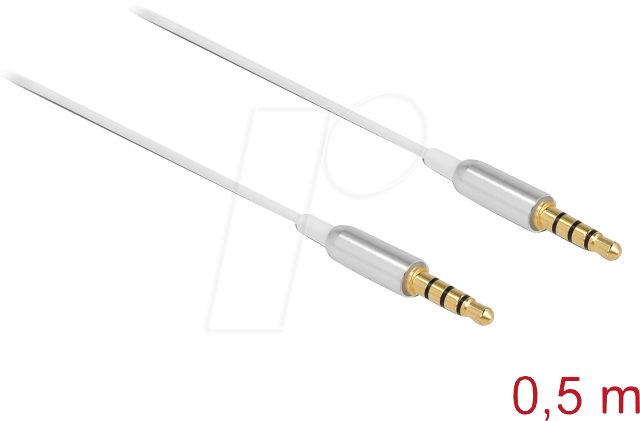 DELOCK 66073 - Kabel 3,5 mm 4 Pin Klinke St. > St., ultra slim, 0,5 m