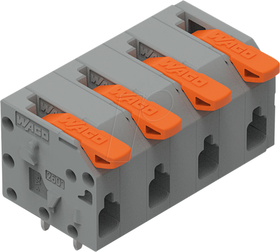WAGO 2601-1304 - Leiterplattenklemme mit Hebel, 1,5 mm², RM 7,5 mm, 4-polig