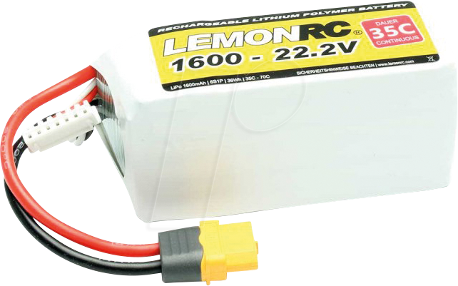Thumbnail - LRC 6S 1600 - LiPo Akku LEMONRC 1600 - 22.2V (35C)