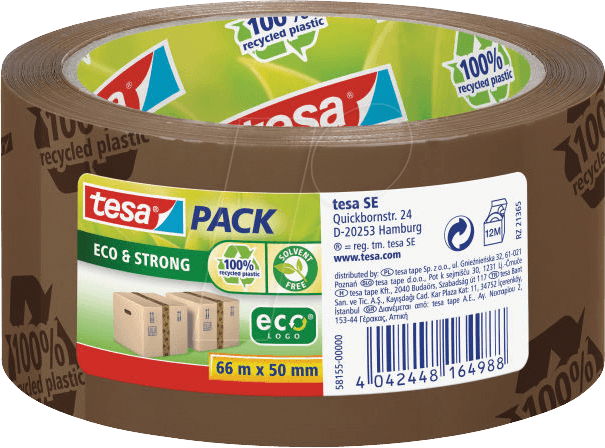 TESA 58155 - tesapack® Eco & Strong, 66 m x 50 mm, braun bedruckt