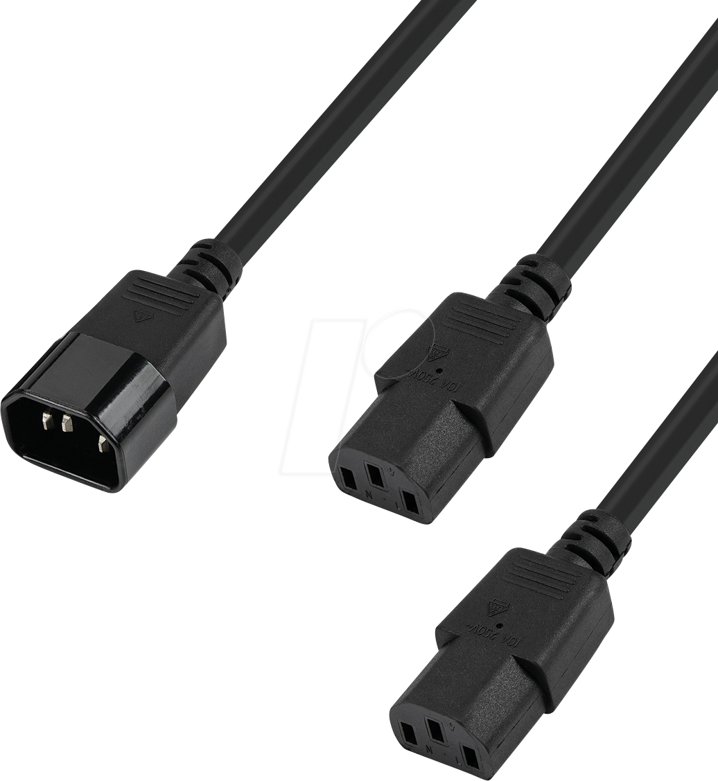 TTL 7151-2M - Y-Netzkabel C14 auf 2 x C13, 2,0 m, schwarz