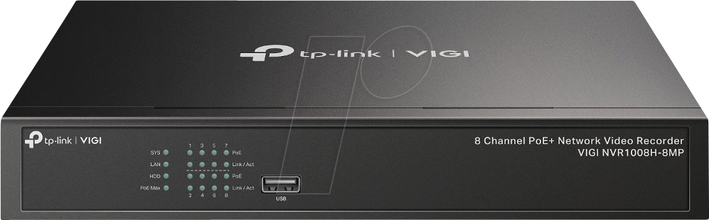 TPLINK NVR1008H8 - Netzwerk-Videorekorder, 8-Kanal, PoE+