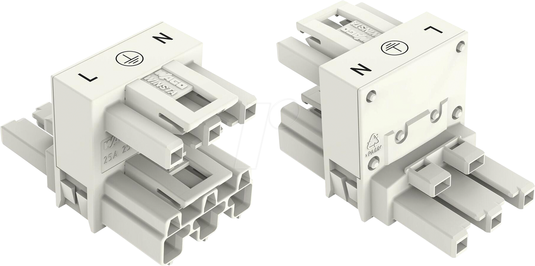 WAGO 770-683 - WINSTA® MIDI, h-Verteiler 3-pol, 1xStecker / 2xBuchse