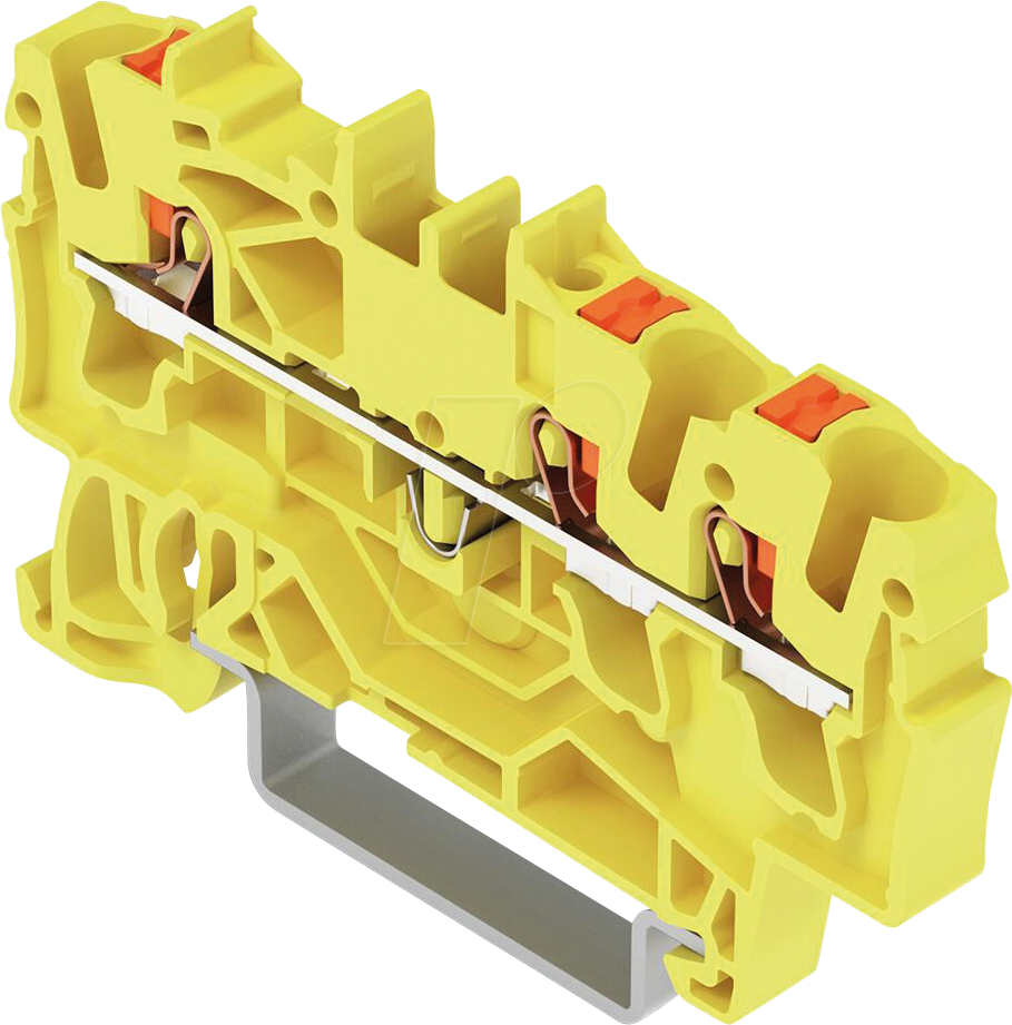 WAGO 2202-1306 - 3-Leiter-Durchgangsklemme, mit Drücker 2,5 mm², gelb