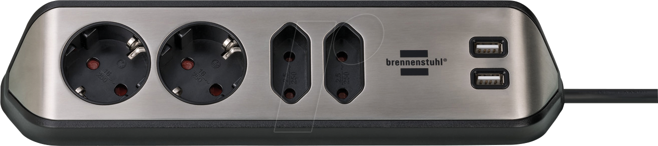 BRE 1153590410 - Eck-Steckdosenleiste, 4-fach, 2 m