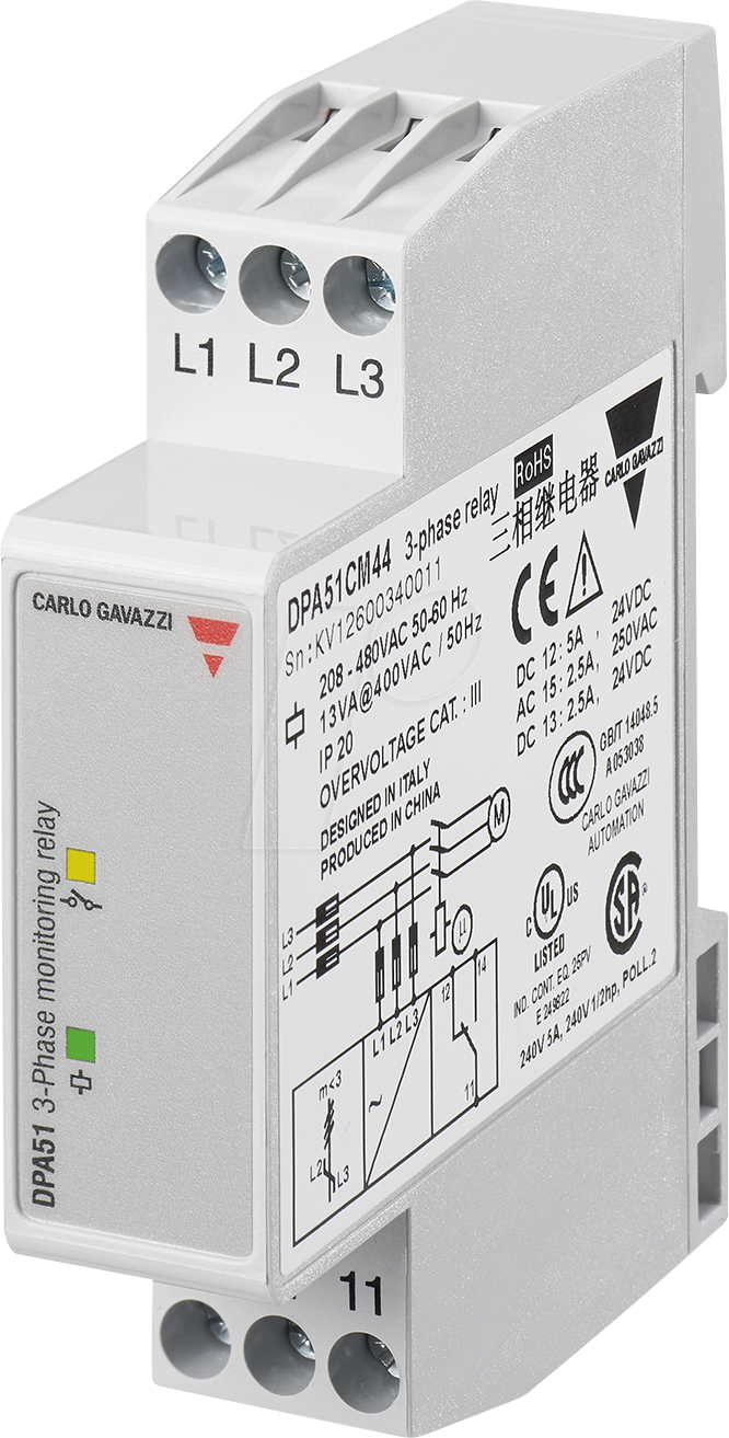 DPA51CM44 - Spannungsüberwachungsrelais DPA51, 3 Phasen, 208 - 480 V AC