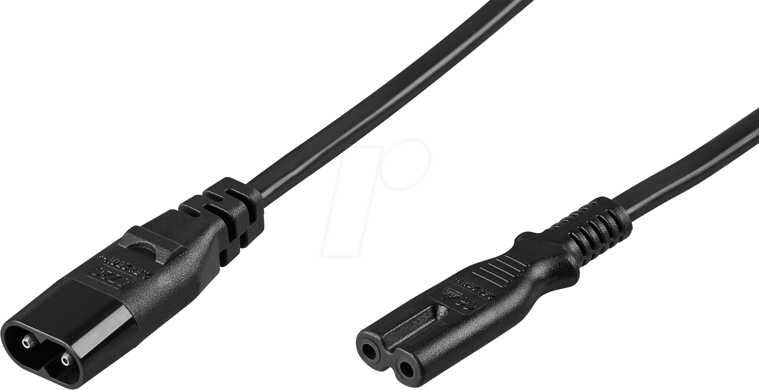 ADCV 200 SW - Netzkabel Verlängerung, Gerätestecker C8, 2 m, schw, C7