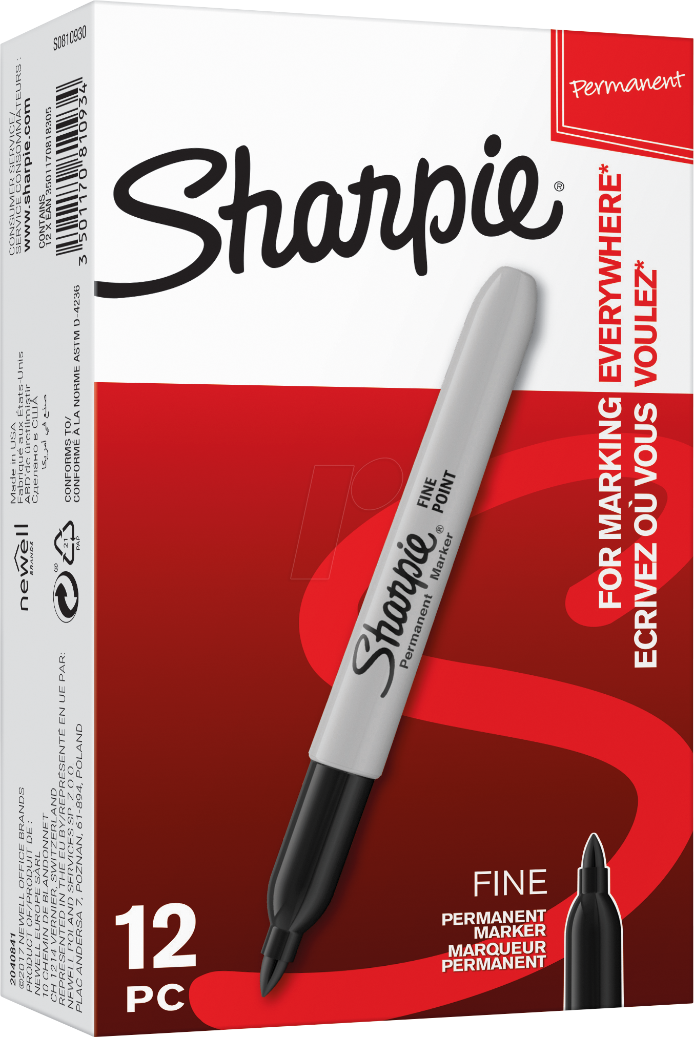 SHARPIE S0810930 - Permanent Marker, F, 12er-Pack