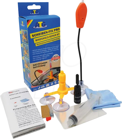 KFZ SR ATG124 - KFZ - Scheiben/Glas, Smart Repair, mit UV Lampe, 19-teilig