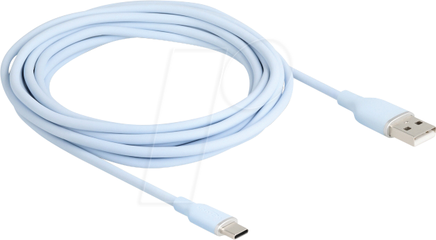 DELOCK 81224 - USB 2.0 Kabel, A Stecker > C Stecker, Silikon, blau, 4,0 m