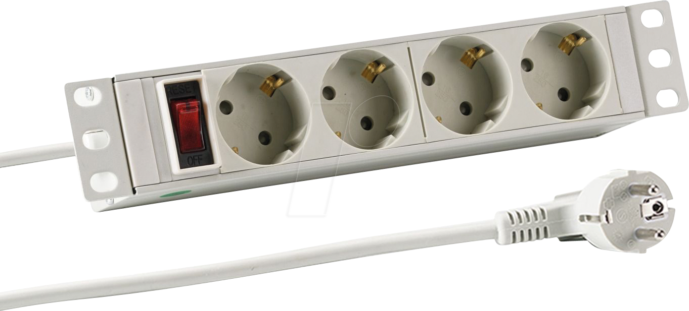 EFB EK631DE.11GR - 10'' Steckdosenleiste, 1HE, 4-fach, grau