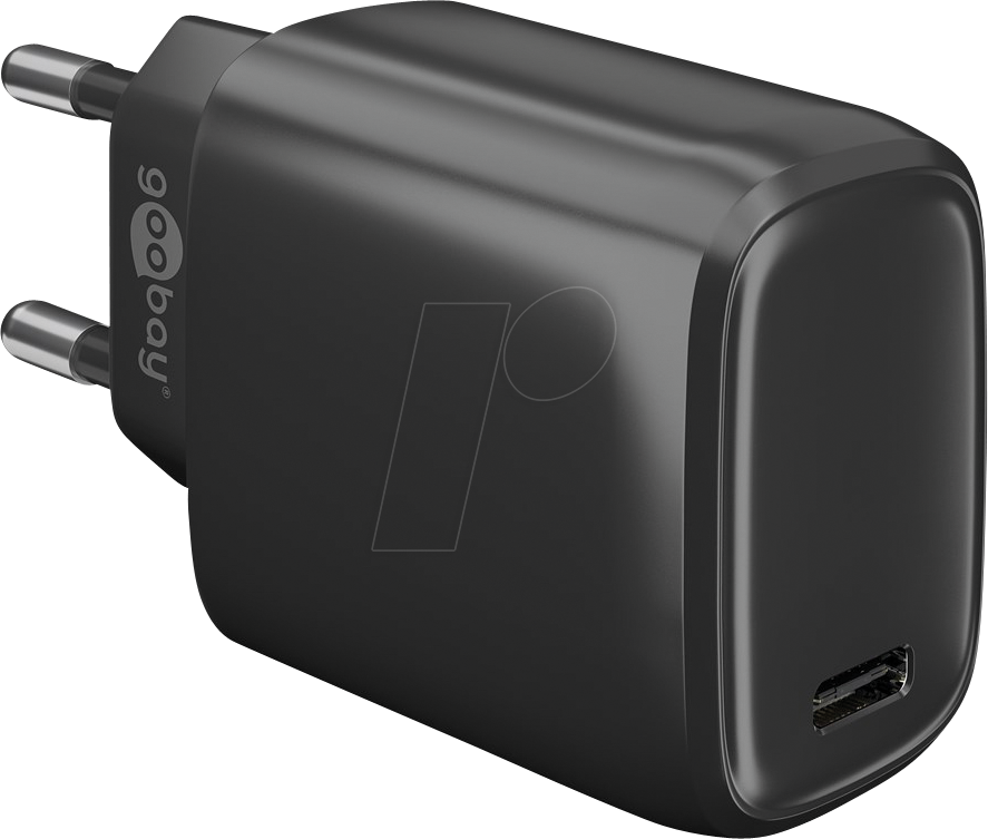 GOOBAY 65405 - USB-Ladegerät, 20 W, 1x USB-C (PD), GaN, schwarz
