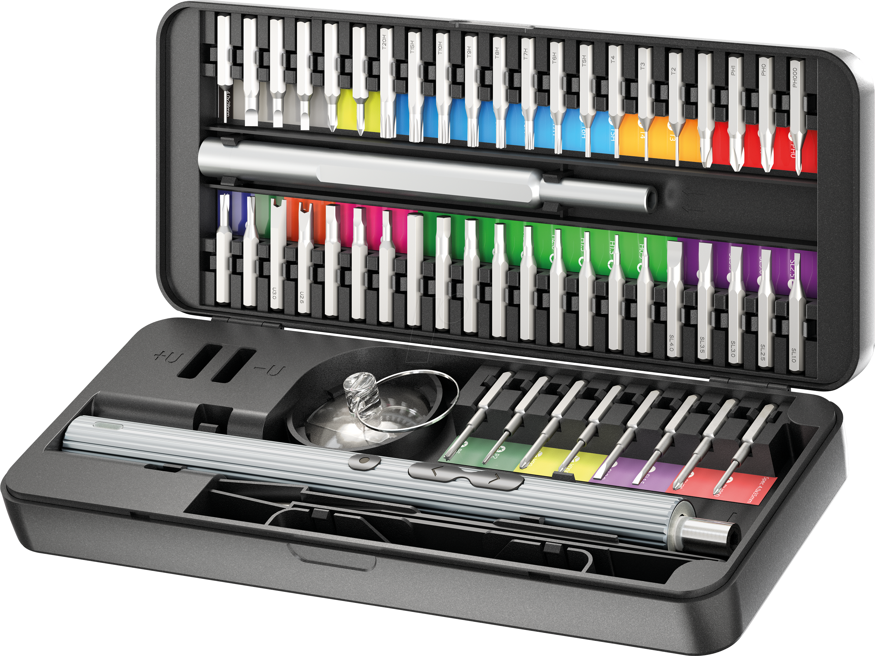 GOOBAY 77839 - Elektrischer Präzisionsschraubendreher m. Akku,50 teilig, LED, m