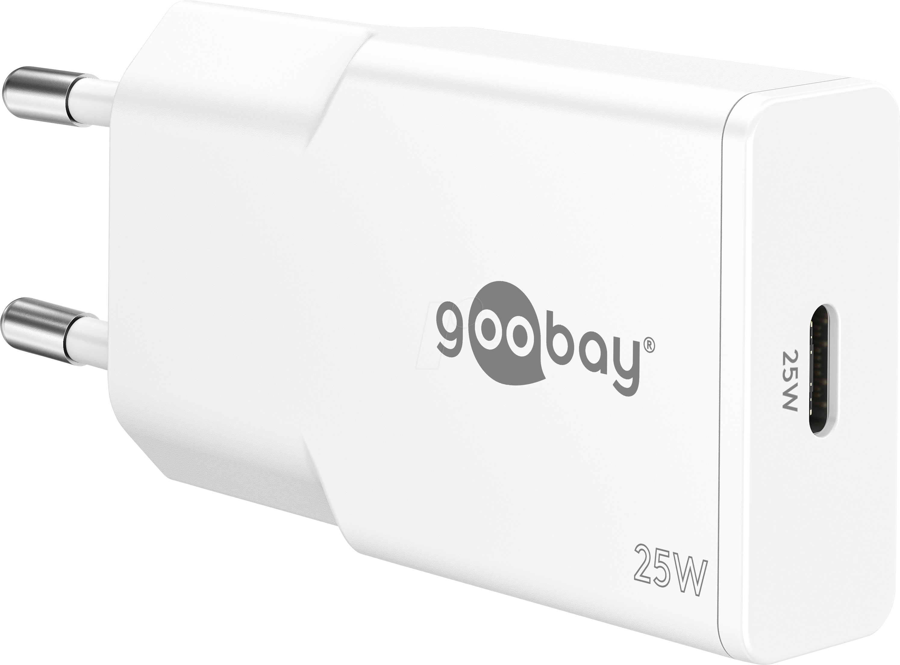 GOOBAY 75732 - USB-Ladegerät, 25 W, 1x USB-C PD, GaN, Slim, weiß
