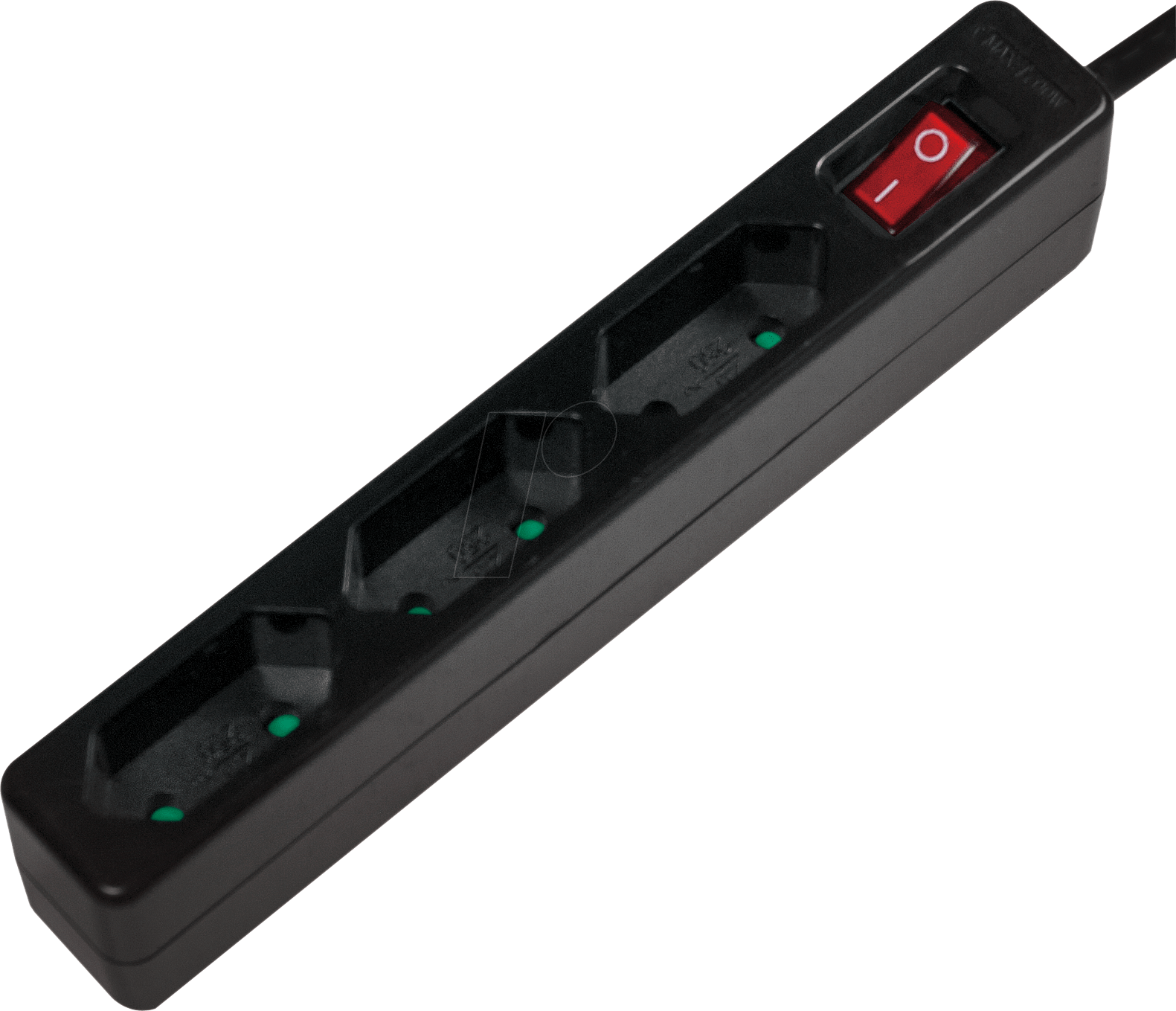 LOGILINK LPS230B - Steckdosenleiste, 3-fach EURO, schmal, 1,5 m, schwarz, mit Schal