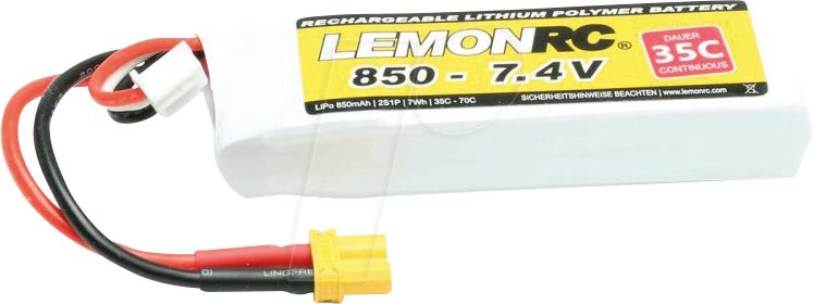 LRC 2S 850 - LiPo Akku LEMONRC 850 - 7.4V (35C)