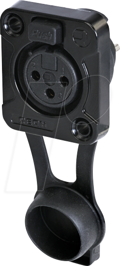 REAN RRX3F-Z0011 - XLR Einbaubuchse 3-polig, IP65, schwarz verchromtes Gehäuse