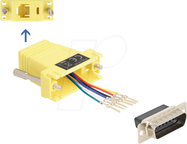 DELOCK 67086 - Adapter D-Sub 15 Pin St. > RJ12 Bu. Montagesatz, gelb