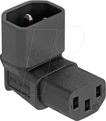 DELOCK 80472 - Netzadapter IEC 60320 - C14 auf C13, Stecker / Buchse, 10 A, 90°