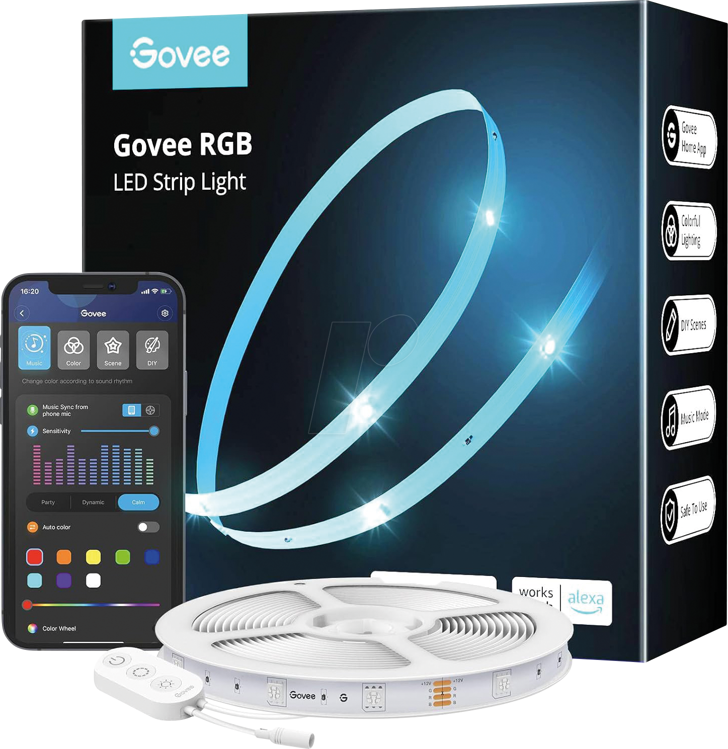GOVEE H615A - Smart RGB WIFI LED-Streifen, 12 W, 5 m, weiß