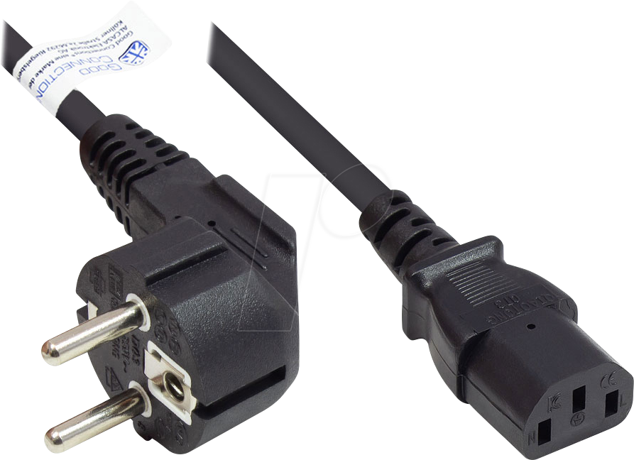 GC P0130-S015 - Netzkabel Typ E+F CEE 7/7 auf C13 , schwarz, 0,75 mm², 1,5 m