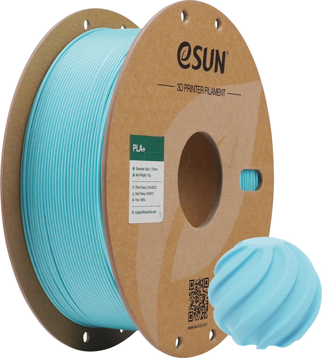 ESUN 72224865 - Filament, PLA+, 1,75 mm, babyblau, 1 kg