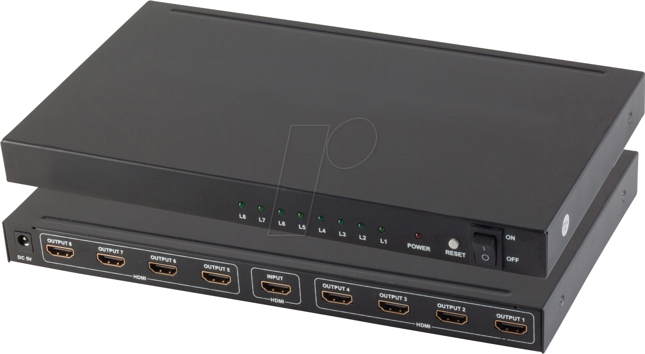 SHVP SP05-03008 - HDMI Verteiler, 1x8, 4K30Hz, schwarz