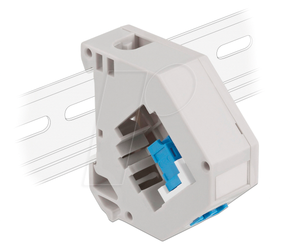 DELOCK 87189 - Keystone LC Duplex Buchse > Buchse blau, mit Hutschienenadapter